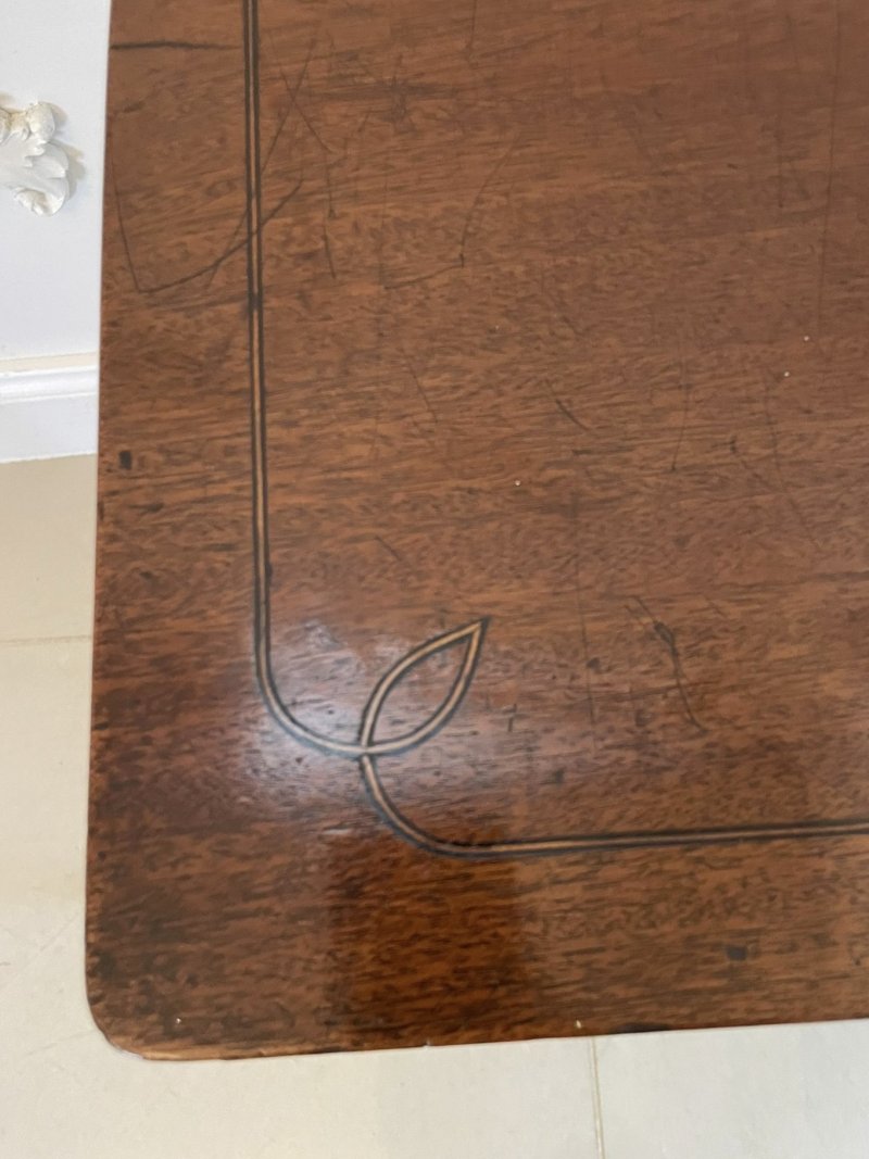 Antique Regency Freestanding Quality Mahogany Inlaid Lamp Table - Image 4